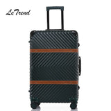 Letrend Aluminium Frame Rolling Luggage Spinner 20 Inch Business Travel Bag Retro Trolley Cabin