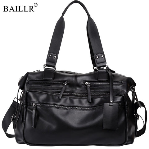 Pu Leather Traveling Bag Men Fashion Travel Bags Hand Large Carry On Luggage Black Zipper Duffle