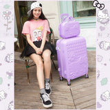 2 Pcs/Set Beautiful 14-Inch Hello Kitty Cosmetic Bag 20 24 28Inch Students Travel Luggage Trolley