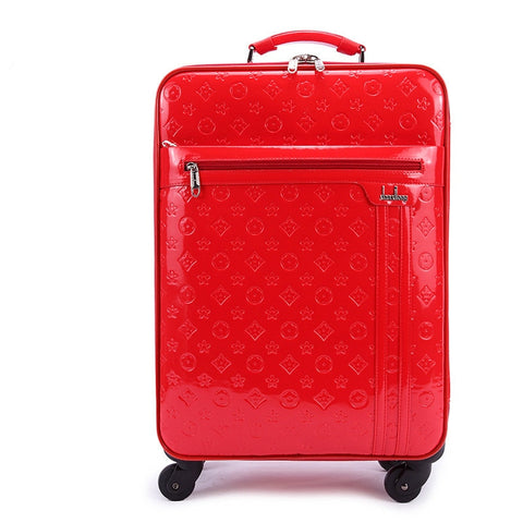 New Arrival!!!24Inch Red/Blue Pu Leather Travel Luggages For Girl,Large Capacity Wedding Box For