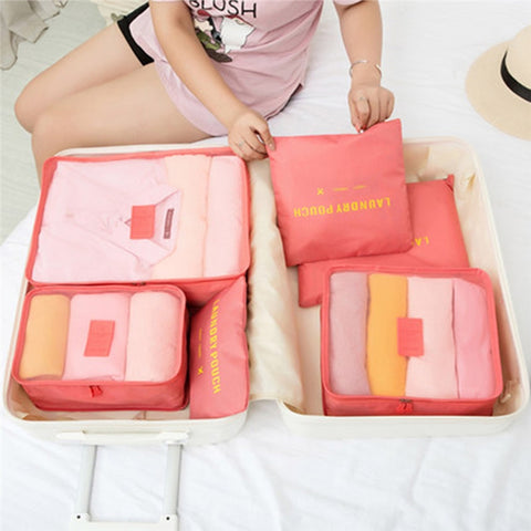 6Pcs Travel Packing Bag Space Saver Bags Cubes System Durable Travel Luggage