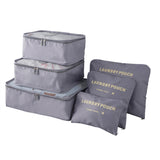 6Pcs Travel Packing Bag Space Saver Bags Cubes System Durable Travel Luggage