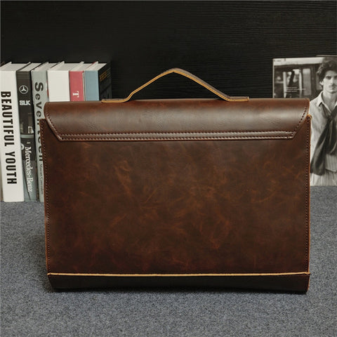 Pu Leather Vintage Retro Business Work Men Briefcase Messenger Courier Satchel Bag Laptop Handbag