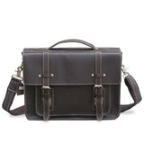 High Grade Crazy Horse Leather Men Briefcase Vintage Genuine Leather Bag Casual Fashion 13"