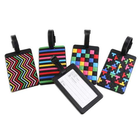 Pixnor 5Pcs Soft Pvc Luggage Baggage Handbag Tag With Geometric Pattern