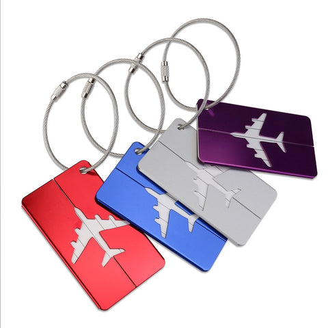 Pixnox Aluminum Air Plane Pattern Luggage Tag Baggage Handbag Id Tag Name Card Holder With Key Ring
