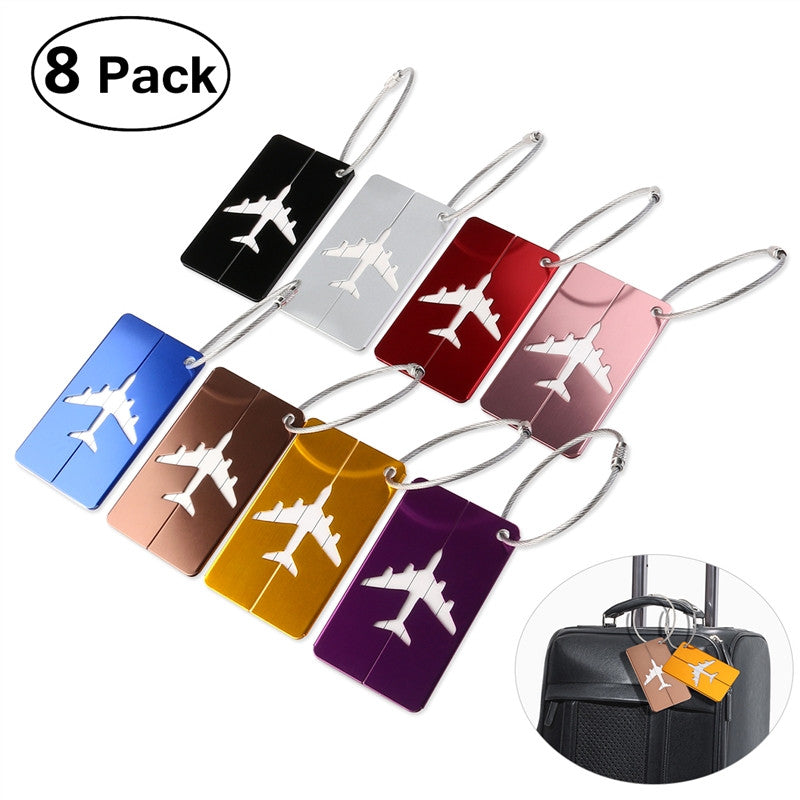 Pixnox Aluminum Air Plane Pattern Luggage Tag Baggage Handbag Id Tag Name Card Holder With Key Ring