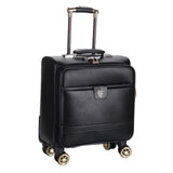 16 Inch New Pu Leather Trolley Suitcase Spinner Wheels Boarding Box Men Women Business Travel