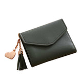 Women Simple Short Wallet Tassel Coin Purse Card Holders Handbag