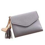 Women Simple Short Wallet Tassel Coin Purse Card Holders Handbag