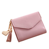 Women Simple Short Wallet Tassel Coin Purse Card Holders Handbag
