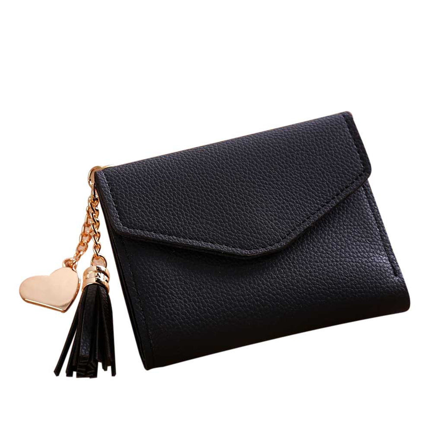 Women Simple Short Wallet Tassel Coin Purse Card Holders Handbag