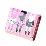 Women Cat Pattern Coin Purse Short Wallet Card Holders Handbag