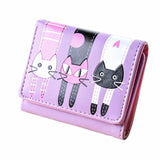 Women Cat Pattern Coin Purse Short Wallet Card Holders Handbag