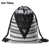 Hakuna Matata Women Geometric Backpack 3D Printing Travel Softback  Women Mochila Drawstring Bag