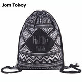 Hakuna Matata Women Geometric Backpack 3D Printing Travel Softback  Women Mochila Drawstring Bag