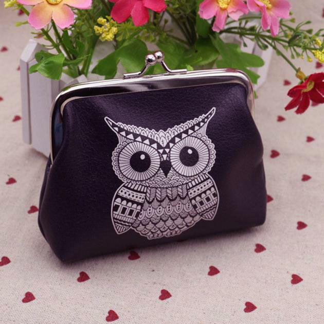 Womens Owl Wallet Card Holder Coin Purse Clutch Handbag