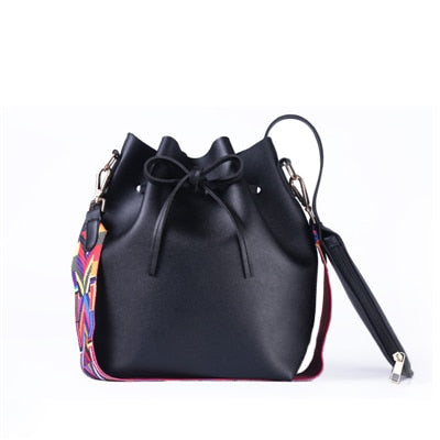 Daunavia Women Bag With Colorful Strap Bucket Bag Women Pu Leather Shoulder Bags Brand Designer