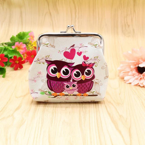Women Lady Retro Vintage Owl Leather Small Wallet Hasp Purse Clutch Bag