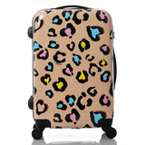 Women Travel Suitcase Girls Leopard Print Luggage Abs+Pc Universal Wheels Trolley Luggage Bag 20"