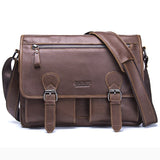 Contact'S Genuine Crazy Horse Cowhide Leather Men Messenger Bag For Laptop Male Vintage Tote
