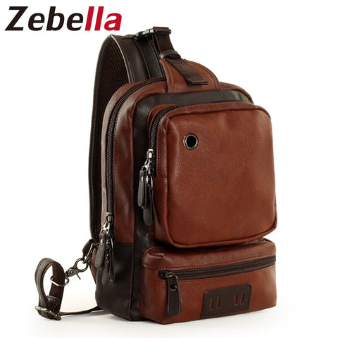 Zebella Brand Men'S Shoulder Bag Vintage Men Crossbody Bag Men Chest Bags Casual Fashion Pu Leather