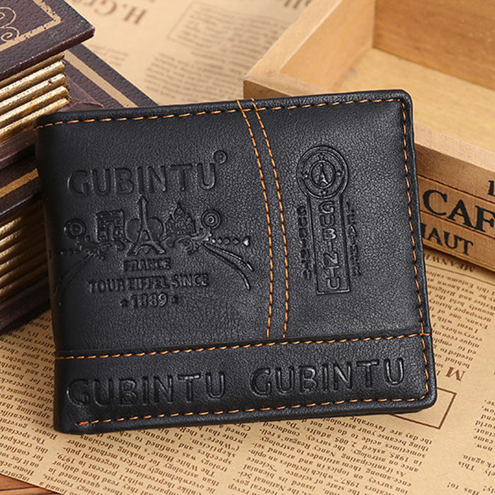 Men Paris Leather Card Cash Receipt Holder Organizer Bifold Wallet Purse