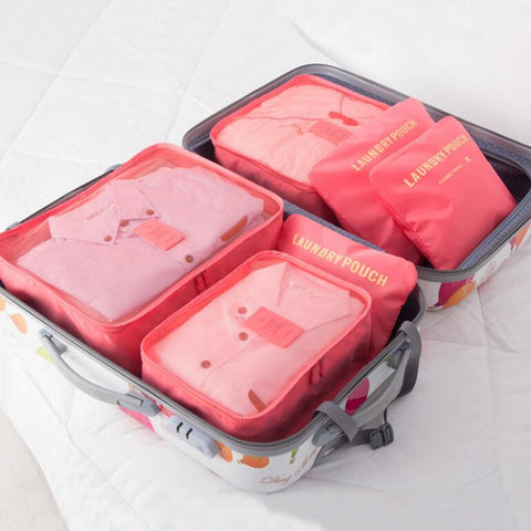 6Pcs/Set High Quality Nylon Cloth Travel Mesh Bag Luggage Organizer Packing Cube Organiser Travel