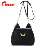 2018 New Summer Limited Sailor Moon Chain Shoulder Bag Ladies Luna Cat Pu Leather Handbag Women