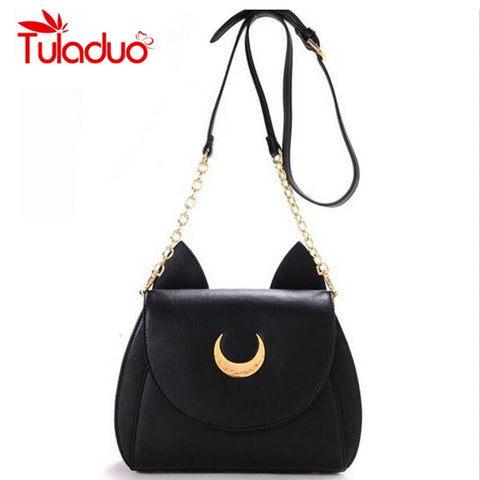 2018 New Summer Limited Sailor Moon Chain Shoulder Bag Ladies Luna Cat Pu Leather Handbag Women