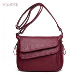 Women Leather High Quality Simple Handbag Red Shoulder Bag Sac A Main Femme Luxury Designer Lady