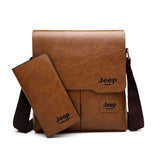 Jeep Buluo Man Messenger Bag 2 Set Men Pu Leather Shoulder Bags Business Crossbody Casual Bag