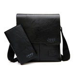 Jeep Buluo Man Messenger Bag 2 Set Men Pu Leather Shoulder Bags Business Crossbody Casual Bag