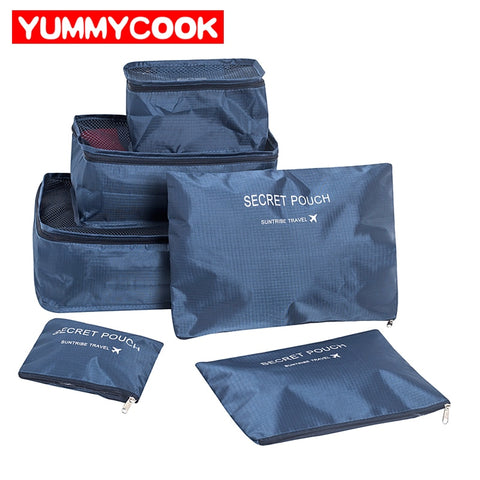 Set Of 6 Duffle Bags Travel Kits Family Clothes Shoes Underwear Makeup Toiletry Storage Box Camping