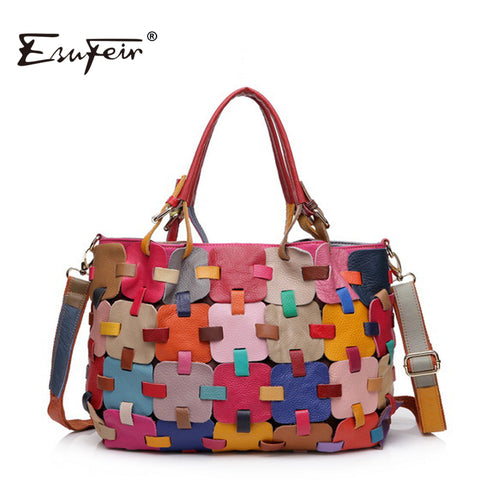 Esufeir 2018 100% Genuine Leather Women Handbag Cow Leather Multi Shoulder Bag Casual Colourful