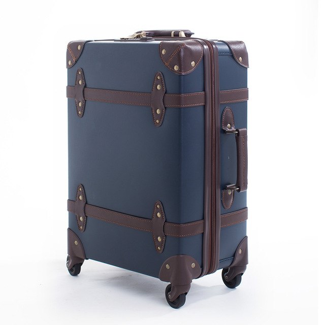 Letrend Fashion Vintage Suitcase Wheels Leather Rolling Luggage Spinner ...