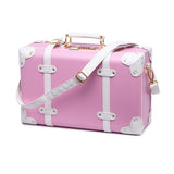 Letrend Korean Trolley Cute Pink Suitcase Wheels Cosmetic Case Women Vintage Leather Travel Bag