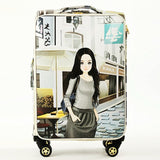 Beautiful Girl Pattern Large Capacity Suitcases Bags, Woman High Quality Multicolor Travelling