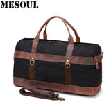 Vintage Waterproof Big Men Travel Bags Canvas Leather Duffle Bag Male Tote Large Capacity Carry