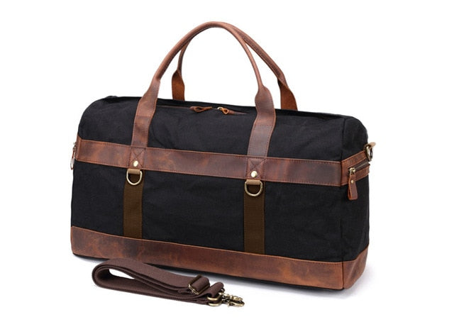 Vintage Waterproof Big Men Travel Bags Canvas Leather Duffle Bag Male Tote Large Capacity Carry