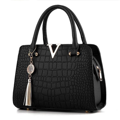 Woman Fashion Crocodile Leather V Letters Designer Handbags Luxury Quality Lady Shoulder