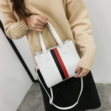 Woman Tote Casual Bags Crossbody Bag Stripe Leather Handbag Shoulder Bag