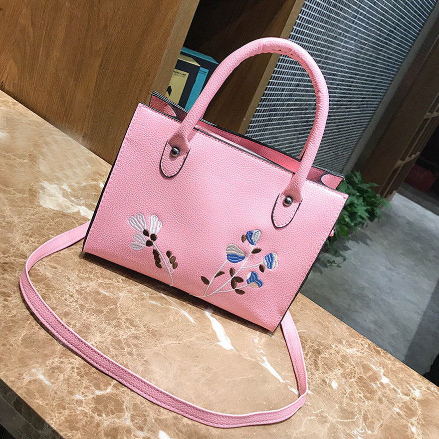 Woman Tote Casual Bags Crossbody Bag Embroidered Leather Handbag Shoulder Bag