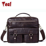 Genuine Leather Business Bags Briefcases Vintage Male Office Bags High Quality Natural Crazy