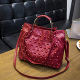 Korean Winter New Women Real Leather Purse And Handbag Big Tote Bags Rivet Designer New Design