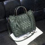 Korean Winter New Women Real Leather Purse And Handbag Big Tote Bags Rivet Designer New Design