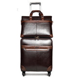 Letrend Men Business Pu Leather Rolling Luggage Set Spinner Retro Trolley 16 Inch Carry On