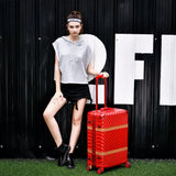 Aluminum Frame+Pc+Abs Rolling Luggage, 20"24"26"29"Inch Crash Proof Truckle Suitcase,Castor Lock
