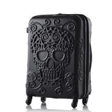 Letrend 3D Skull Rolling Luggage Spinner Women Rose Gold Suitcases Wheels Cabin Trolley Travel