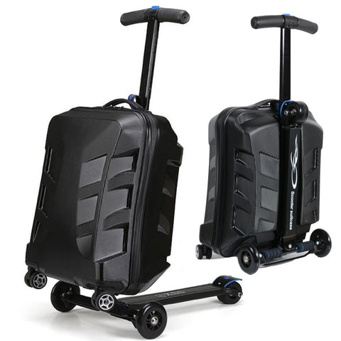 Travel Tale 100% Pc Personality Cool Scooter Suitcase Carry On Spinner Wheel Multi-Function